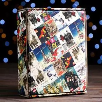 Коробка подарочная, крышка - дно, с окном «Новогодняя афиша», 18155 см