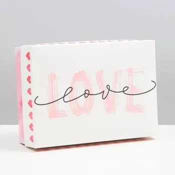 Коробка подарочная, крышка-дно, сборная "Love", 21 х 15 х 7 см
