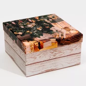 Коробка подарочная «Новогоднее фото», 18 × 18 × 10 см