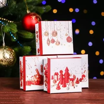 Коробка подарочная "Праздничный микс" 9.5 x 9.5 x 5.5 см