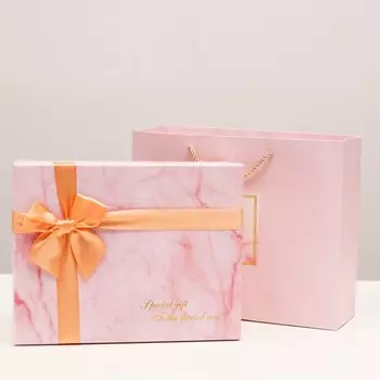 Коробка подарочная розовая, 27,5 х 21,5 х 9 см