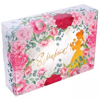 Подарочная коробка, складная "8 марта" 21х15х5 см, Принцессы