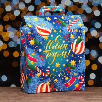 Коробка новогодняя подарочная складная «Индиго», для сладких подарков, 3514.543 см