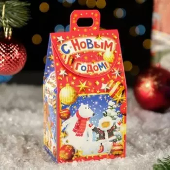 Коробка новогодняя подарочная складная «Каминчик» 9.57.516.5 см