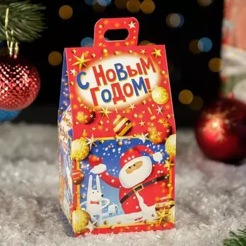 Коробка новогодняя подарочная складная «Каминчик» 9.57.516.5 см
