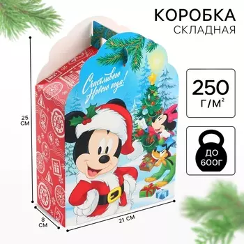 Коробка подарочная складная «Счастливого Нового года», 17 х 25 х 8 см, Микки Маус