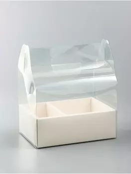 Коробка с PVC для цветов и десертов 261830 см, белый