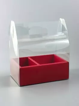 Коробка с PVC для цветов и десертов 261830 см, красный