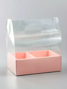 Коробка с PVC для цветов и десертов 261830 см, розовый