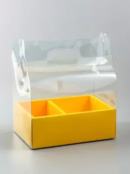 Коробка с PVC для цветов и десертов 261830 см, желтый