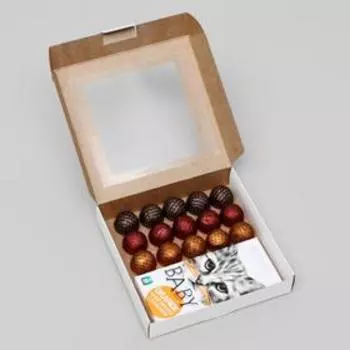 Коробка самосборная, бесклеевая, белая-крафтовая, 16 х 16 х 3 см