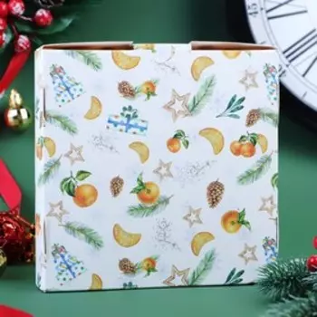 Коробка самосборная "Новогоднее настроение ", 16 х 16 х 3 см, 1 шт.