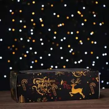 Коробка самосборная, с окном, "Рождественская ночь", 16 х 35 х 12 см, 1 шт.