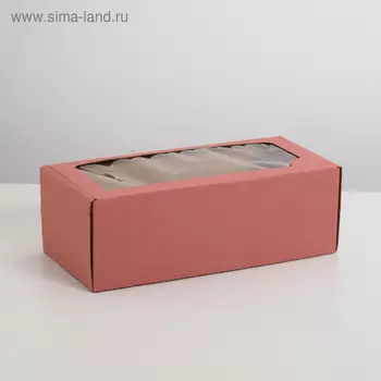 Коробка самосборная, с окном, розовая, 16 х 35 х 12 см МИКС