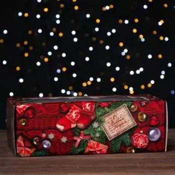 Коробка самосборная, с окном, "С новым годом!", 16 х 35 х 12 см