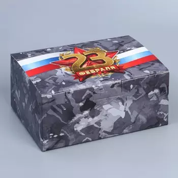 Коробка подарочная сборная, упаковка, «23 февраля», 22 х 15 х 10 см