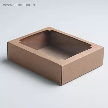 Коробка сборная без печати крышка - дно бурая с окном 18155 см