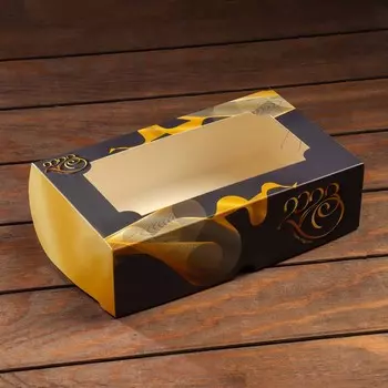 Коробка сборная крышка-дно с окном, "2023", 25 х 15 х 7 см