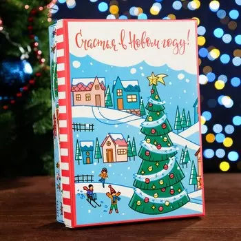 Коробка новогодняя подарочная сборная крышка - дно с окном, «Город», 21155.7 см