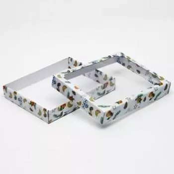 Коробка сборная крышка-дно с окном, "Новогоднее настроение", 26 х 21 х 4 см, 1 шт.