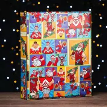 Коробка сборная крышка-дно с окном, "Pop-art новогодние супергерои", 37 х 32 х 7 см, 1 шт.