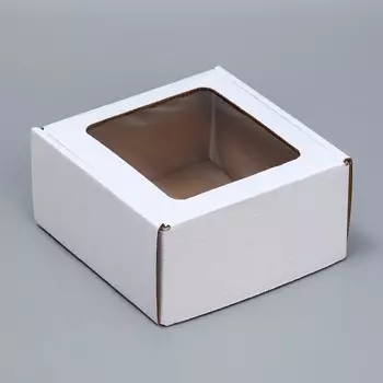 Коробка сборная с окном белая 16х8х16 см