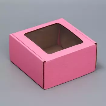 Коробка сборная с окном «Розовый»16х8х16 см