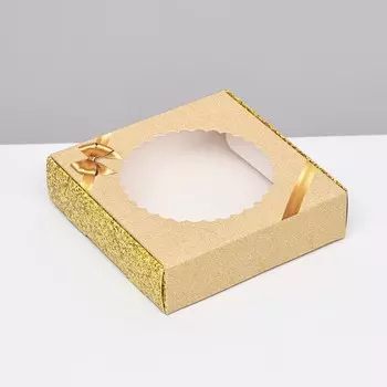 Коробка сборная с окном, «Золотой бант», 11.511.53 см