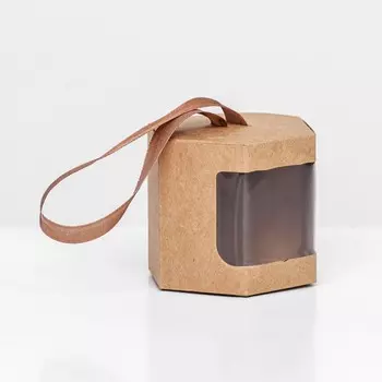 Коробка шестигранная, с окном, крафт, 7 х 7 х 7 см