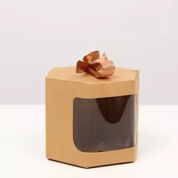 Коробка подарочная шестигранная, с окном, крафтовая, 103017 см