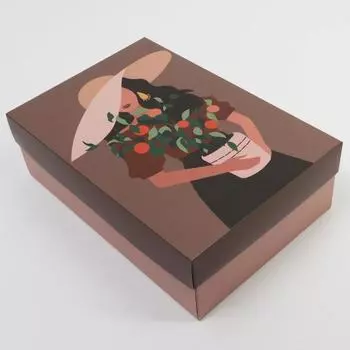 Коробка подарочная складная, упаковка, «Девушка с цветами», 30 х 20 х 9 см