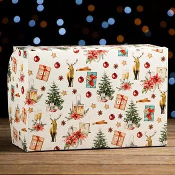 Коробка складная, двухсторонняя "Рождественский вечер", 25 х 17 х 10 см