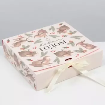 Коробка складная двухсторонняя «Зайчики», 20 × 18 × 5 см