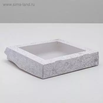 Кондитерская упаковка, коробка с ламинацией «Flowers», 20 х 20 х 4 см