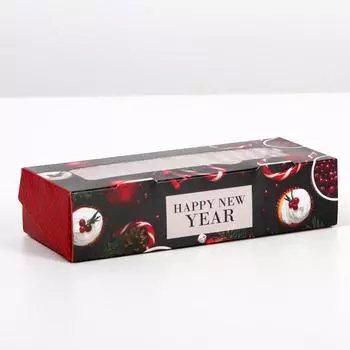 Коробка складная Happy new year, 17 × 7 × 4 см