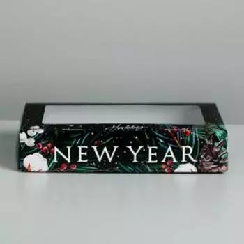 Коробка складная новогодняя Happy Ney Year, 20 х 12 х 4 см