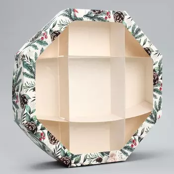 Коробка складная «Хлопок, хвоя, шишки», 29 29 5 см