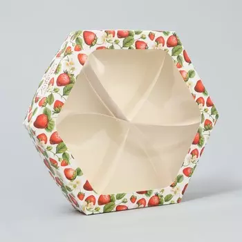 Коробка кондитерская складная, упаковка «Клубничка», 23 х 20 х 4 см