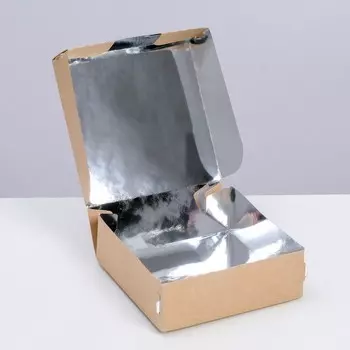 Коробка складная, крафт, с термоламинацией, 11 х 11 х 4 см