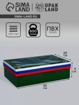 Коробка складная, крышка-дно, «23 Февраля», 30209 см с окном