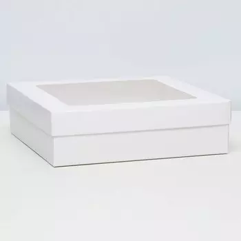 Коробка подарочная складная, упаковка, крышка - дно, с окном, белая, 23236.5 см