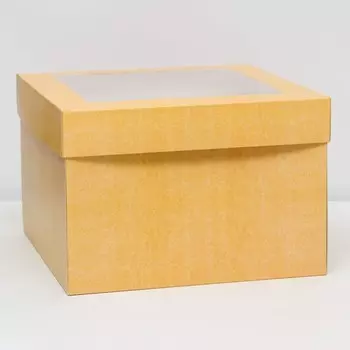 Коробка подарочная складная, упаковка, крышка - дно, с окном, крафт, 303020 см