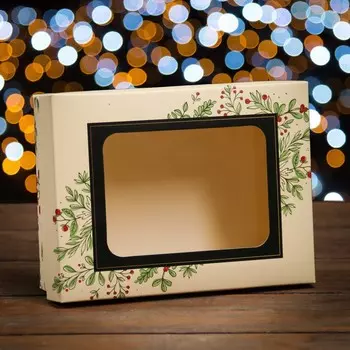 Коробка складная, крышка-дно, с окном "Волшебного Нового Года" 16,5 х 12,5 х 5,2 см