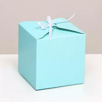 Коробка подарочная складная, квадратная, голубая, 121212 см
