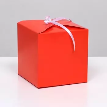 Коробка складная, квадратная, красная, 12 х 12 х 12 см,