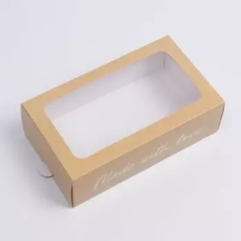 Коробка для макарун, кондитерская упаковка «Made with love», 18 х 10.5 х 5.5 см