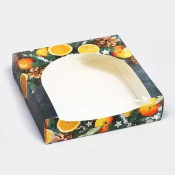 Коробка складная новогодняя «Мандарины», 20 х 20 х 5 см