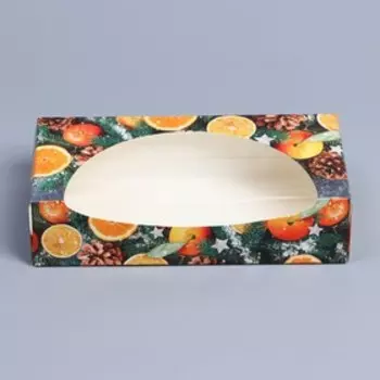 Коробка складная новогодняя «Мандарины», 20 x 10 x 5 см