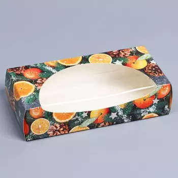 Коробка складная новогодняя «Мандарины», 20 x 10 x 5 см