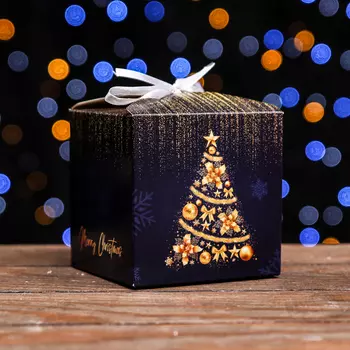 Коробка складная, подарочная новогодняя Merry christmas 101010 см